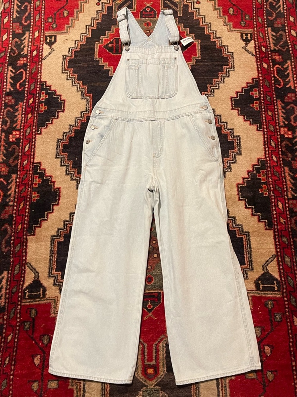 Old Navy Light Wash Baggy Denim Overalls - PETITE size 12